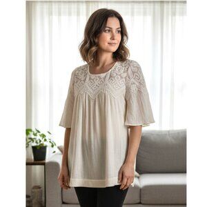 Sea NYC Frida Embellished Top, ivory Size 8 NWOT